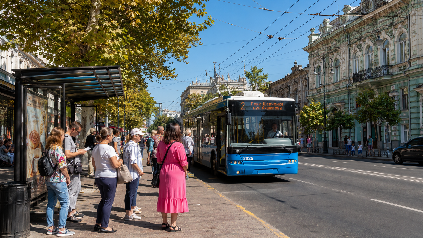 Тролейбус №2 в центрі Одеси