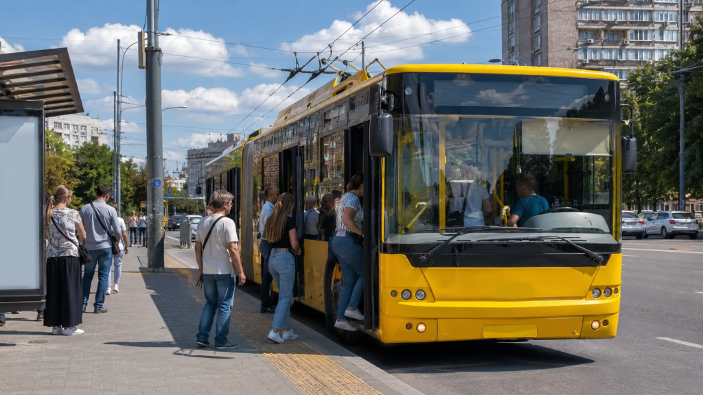 Тролейбус 24 Київ на зупинці громадського транспорту