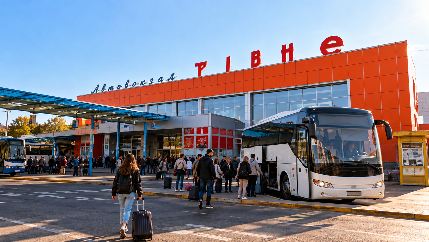 Рівненський автовокзал у сонячний день